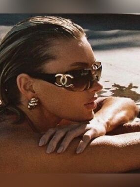 Rare 💫 Vintage Chanel CC GOLD rimless sunglasses